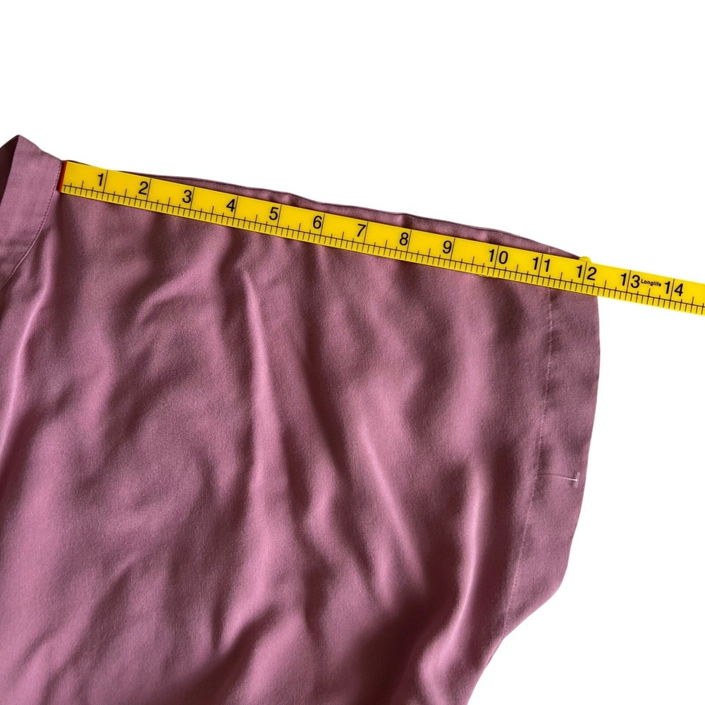 Uniqlo Womens Rayon Short Sleeve Band Collar Button Down Blouse Mauve Purple M - Picture 7 of 7